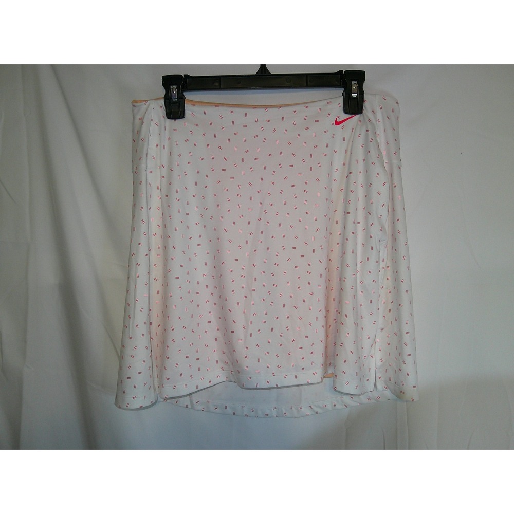 Nike Dri Fit Standard Fit Tennis Skort Women's Size‎ Large White Red Dash Print